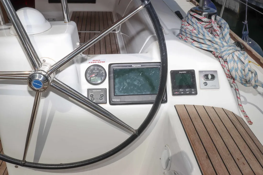 Cockpit of Eva, a Dufour 460 GL sailboat at Grad Biograd na Moru, Croatia