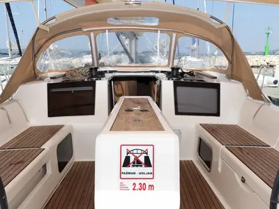 Deck of Eva, a Dufour 460 GL sailboat at Grad Biograd na Moru, Croatia