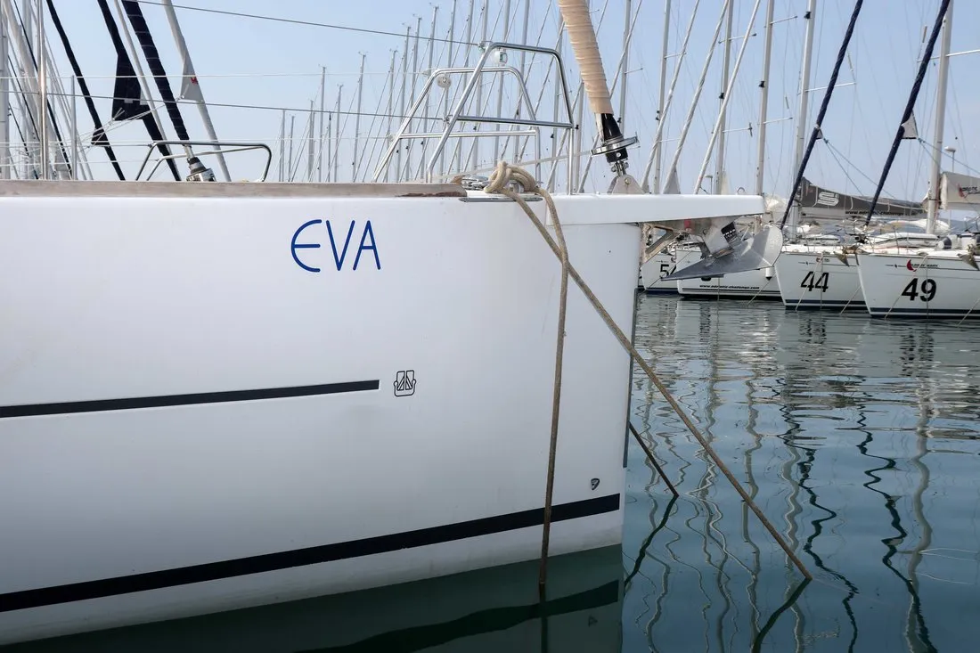 Exterior view of Eva, a Dufour 460 GL sailboat at Grad Biograd na Moru, Croatia