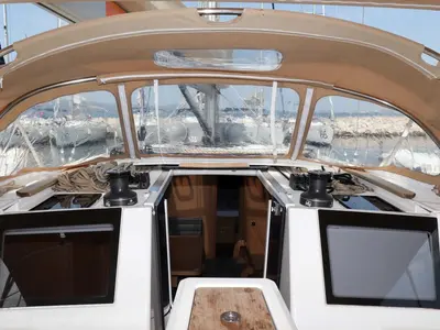 Cockpit of Eva, a Dufour 460 GL sailboat at Grad Biograd na Moru, Croatia