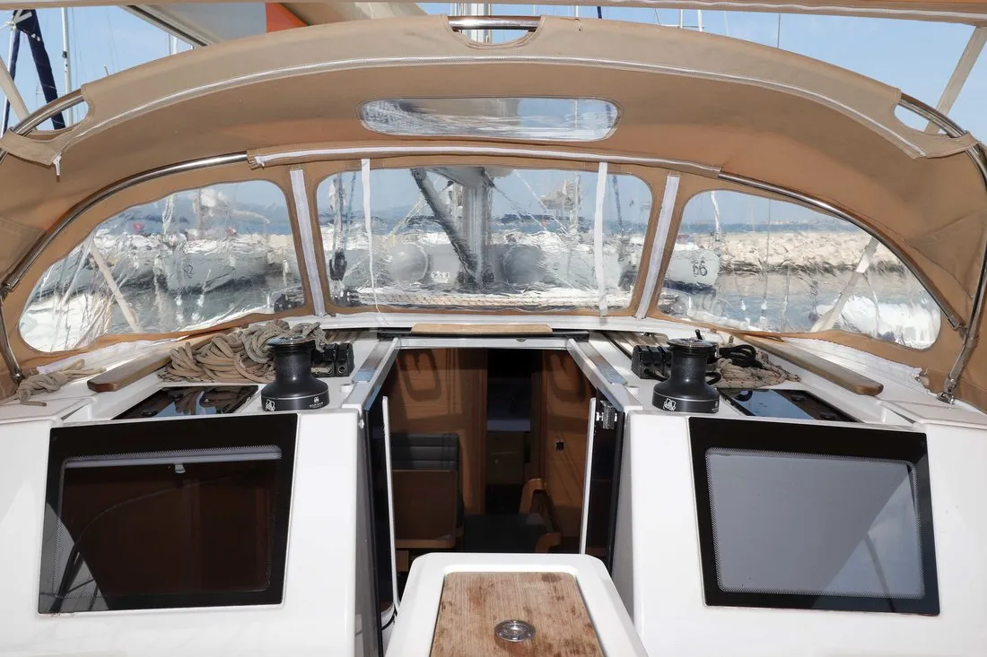 Cockpit of Eva, a Dufour 460 GL sailboat at Grad Biograd na Moru, Croatia