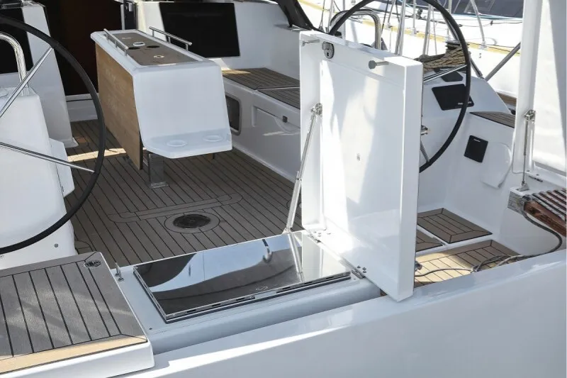 Deck of Eva, a Dufour 460 GL sailboat at Grad Biograd na Moru, Croatia