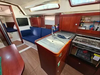 Galley of AF-H350, a Hanse 350 sailboat at Municipal Unit of Lefkada, Greece