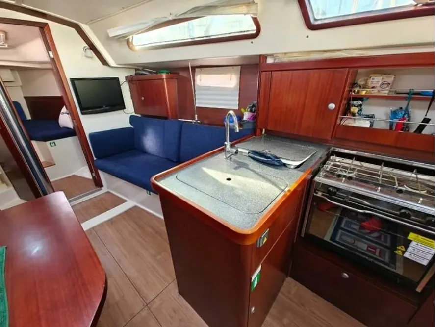 Galley of AF-H350, a Hanse 350 sailboat at Municipal Unit of Lefkada, Greece