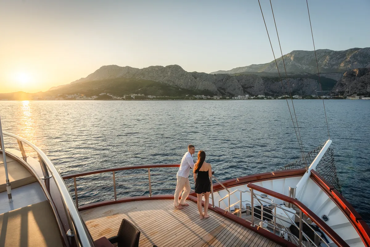 Deck of Carpe Diem, a Unknown M/S Carpe Diem sailboat at Općina Marina, Croatia