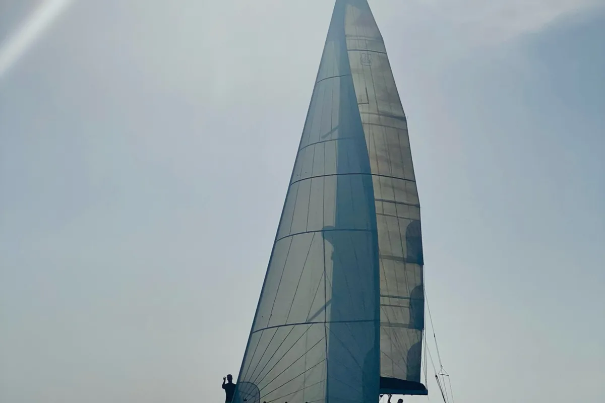 Deck of Dorean, a Dufour 450 Grand Large sailboat at Nettuno, Italy