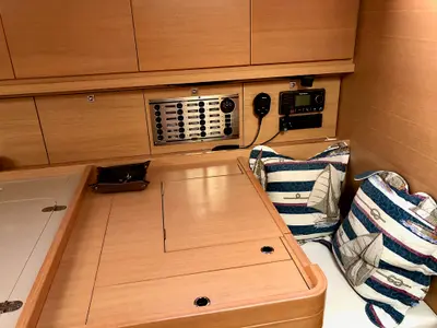 Cabin on Dorean, a Dufour 450 Grand Large sailboat at Nettuno, Italy