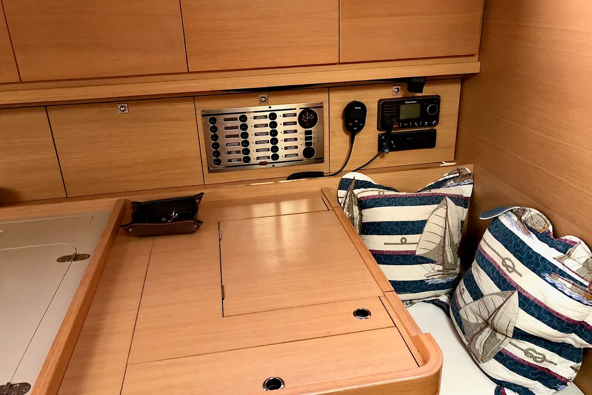 Cabin on Dorean, a Dufour 450 Grand Large sailboat at Nettuno, Italy
