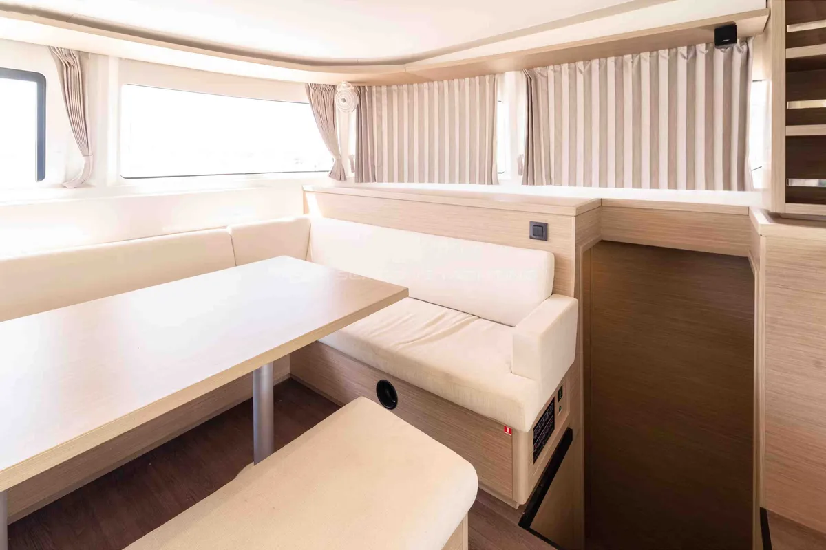 Salon of Spezielli, a Lagoon 46 catamaran at Alameda, United States