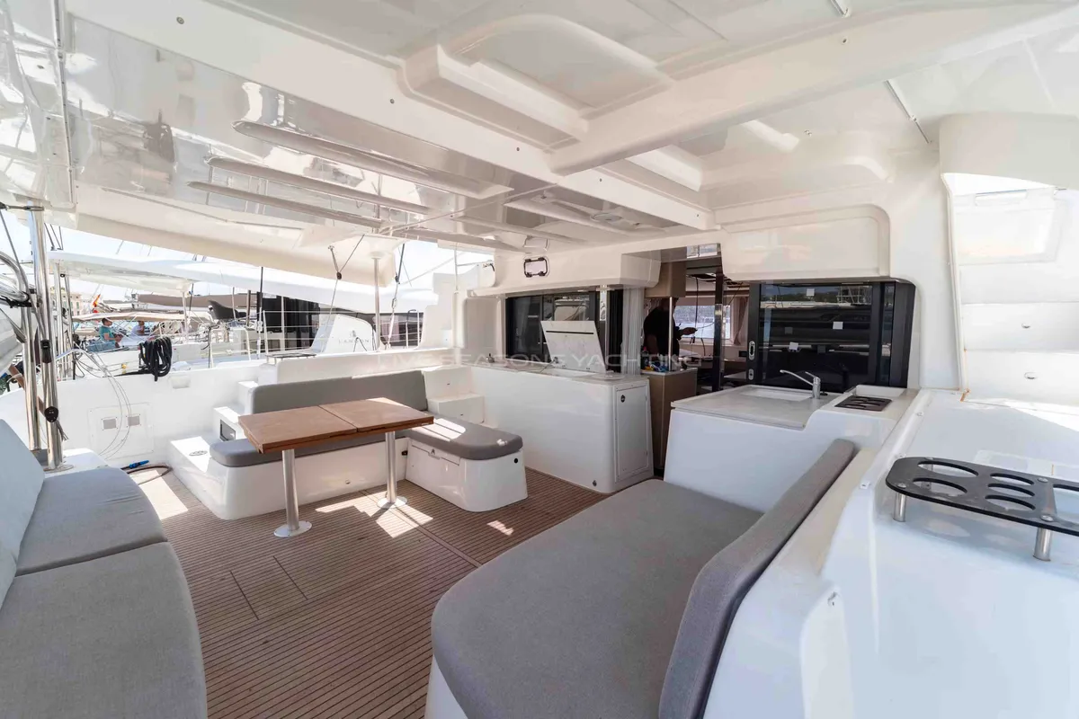 Deck of Spezielli, a Lagoon 46 catamaran at Alameda, United States