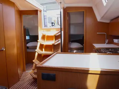 Galley of Talia, a Bavaria C38 sailboat at Kontokali, Greece
