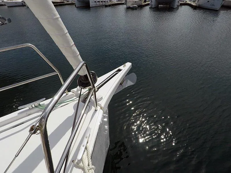 Deck of Magdalena, a Dufour 430 GL sailboat at Grad Šibenik, Croatia