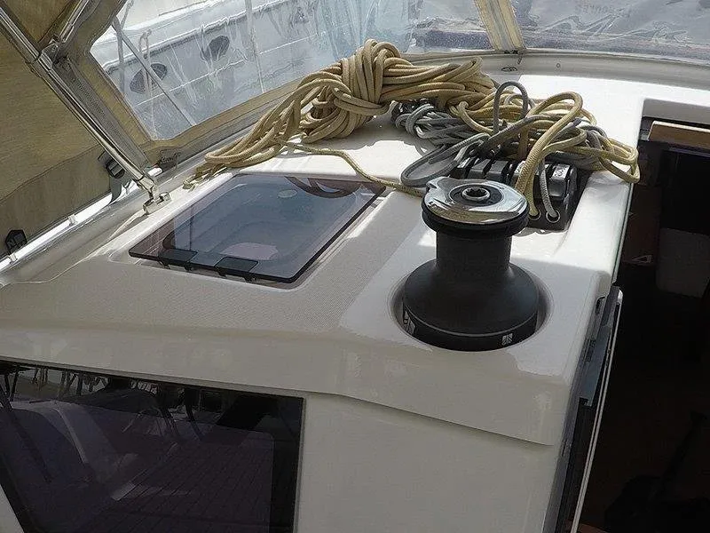 Deck of Magdalena, a Dufour 430 GL sailboat at Grad Šibenik, Croatia