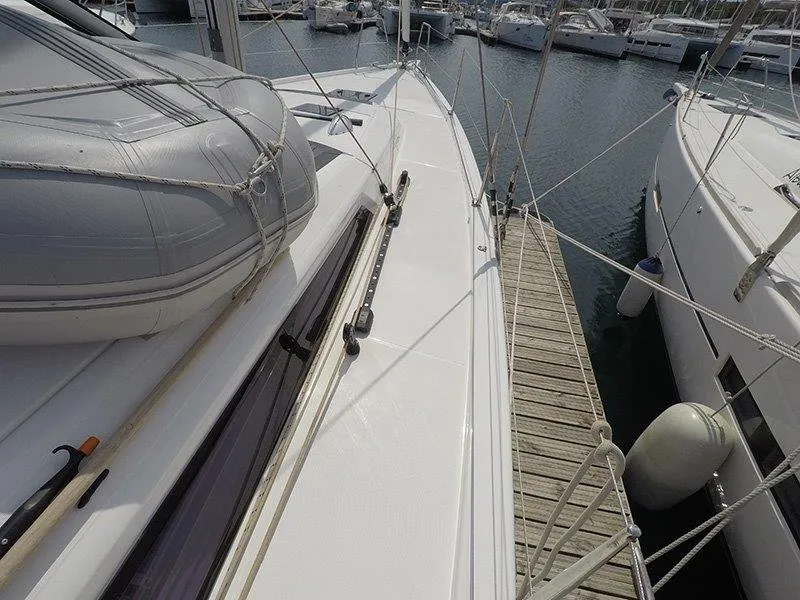 Deck of Magdalena, a Dufour 430 GL sailboat at Grad Šibenik, Croatia