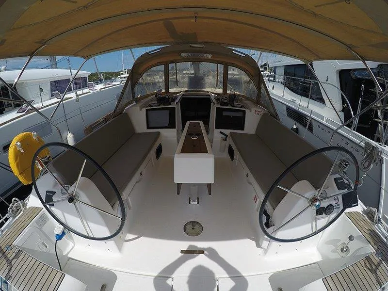 Cockpit of Magdalena, a Dufour 430 GL sailboat at Grad Šibenik, Croatia