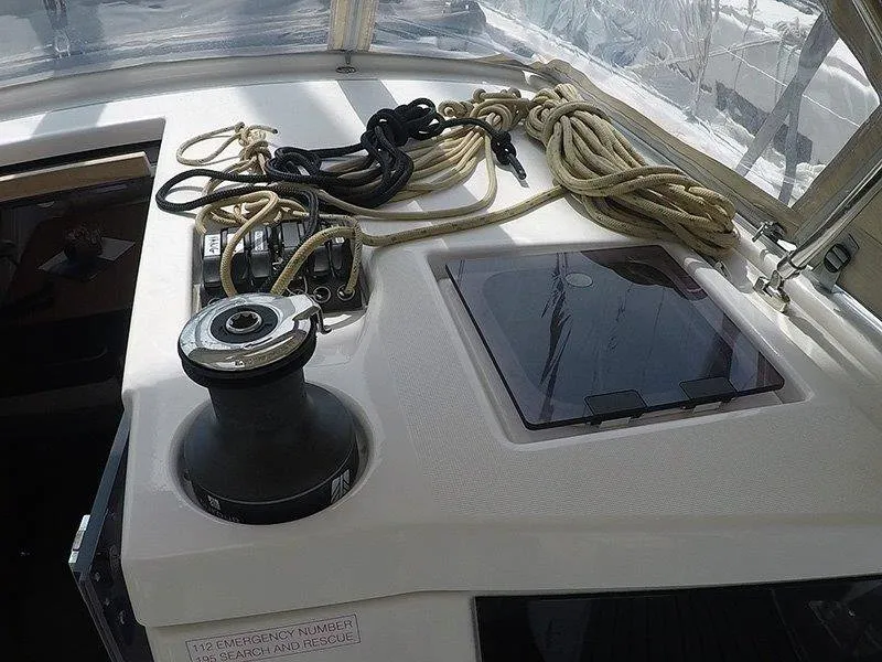 Deck of Magdalena, a Dufour 430 GL sailboat at Grad Šibenik, Croatia