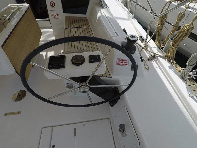Cockpit of Magdalena, a Dufour 430 GL sailboat at Grad Šibenik, Croatia