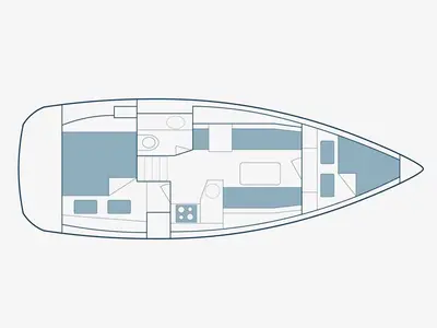 Floor plan of Nevena, a Jeanneau Sun Odyssey 33i sailboat at Pylaros Municipal Unit, Greece
