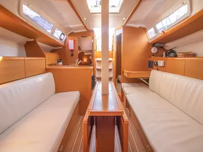 Salon of Nevena, a Jeanneau Sun Odyssey 33i sailboat at Pylaros Municipal Unit, Greece