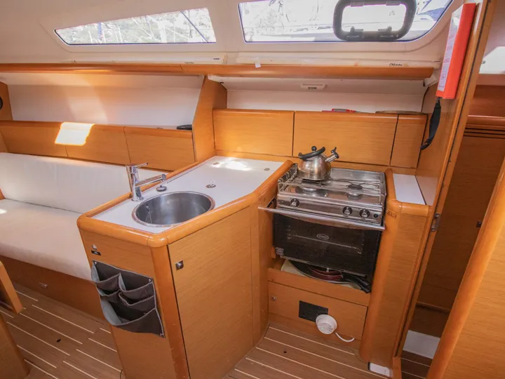 Galley of Nevena, a Jeanneau Sun Odyssey 33i sailboat at Pylaros Municipal Unit, Greece