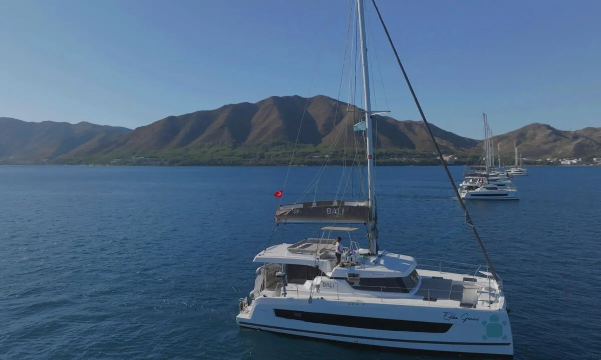 Exterior view of Ediba Gemini, a Bali Catspace catamaran at Marmaris, Turkey