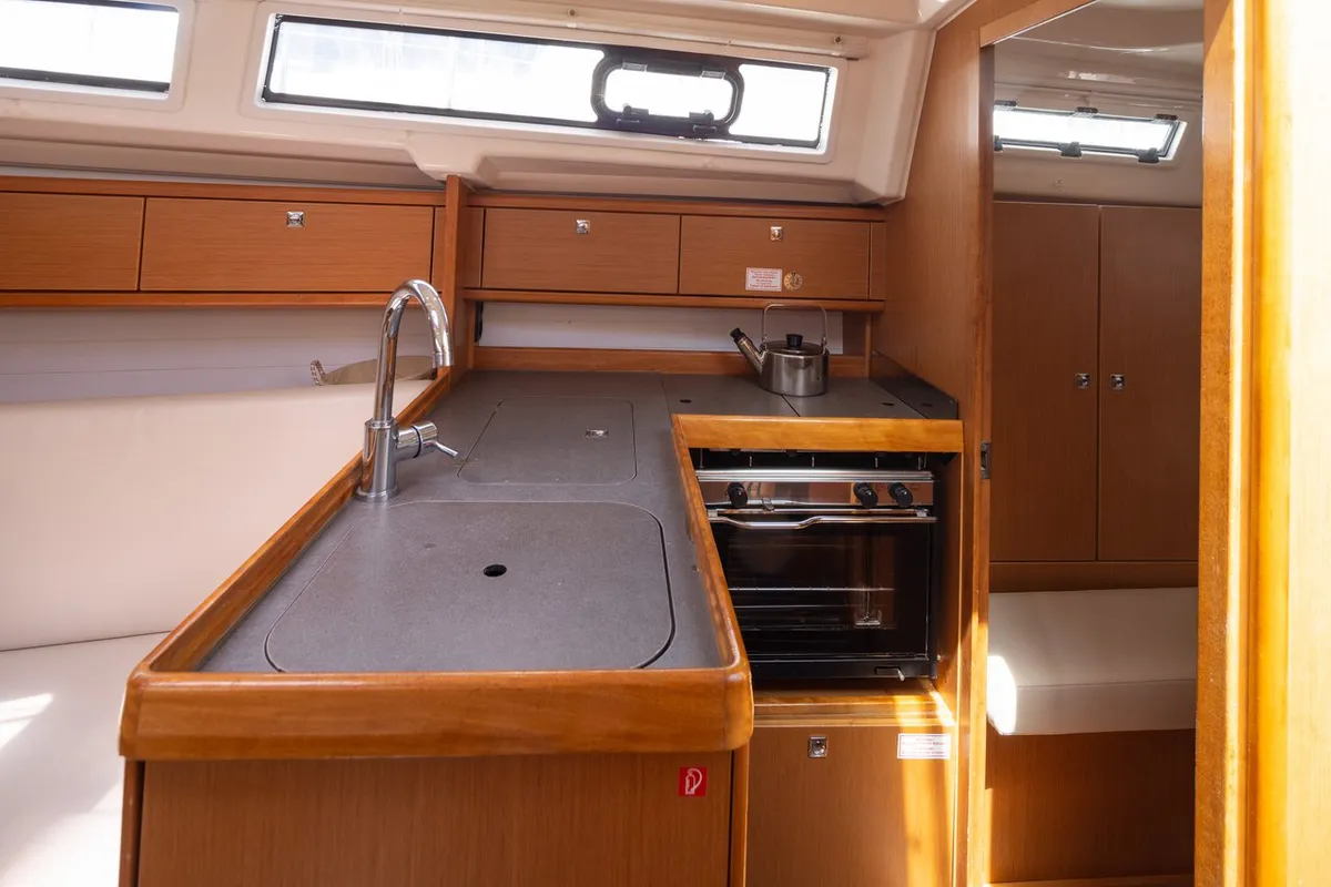 Galley of Maistros, a Bavaria Cruiser 33 sailboat at Municipal Unit of Lefkada, Greece