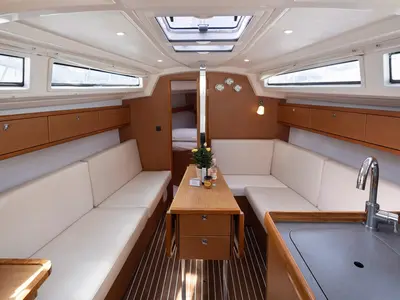 Salon of Maistros, a Bavaria Cruiser 33 sailboat at Municipal Unit of Lefkada, Greece