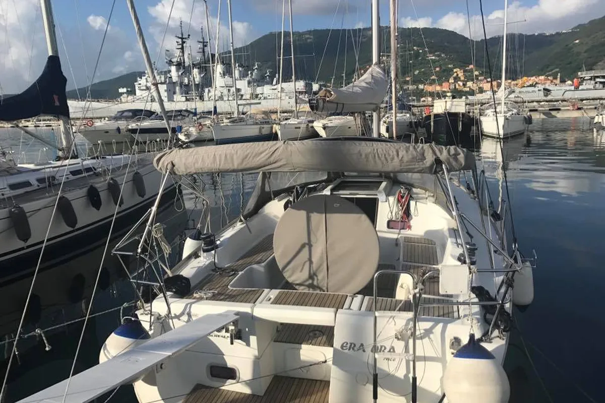 Exterior view of Era Ora, a Beneteau Oceanis 37 sailboat at La Spezia, Italy