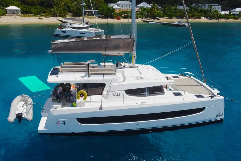 Exterior view of Jackalope, a Bali 4.4 catamaran at Nassau, Bahamas