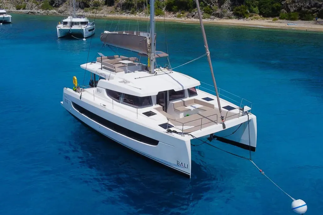 Exterior view of Jackalope, a Bali 4.4 catamaran at Nassau, Bahamas