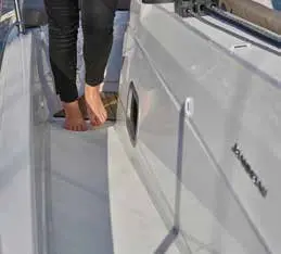 Deck of Lyon, a Jeanneau Sun Odyssey 410 sailboat at Capo d'Orlando, Italy