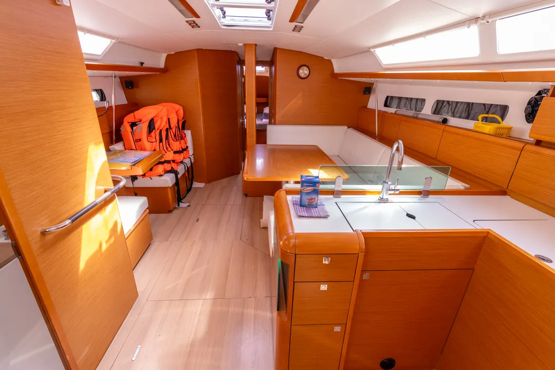 Galley of Cherry, a Jeanneau Sun Odyssey 449 sailboat at Biograd na Moru, Croatia