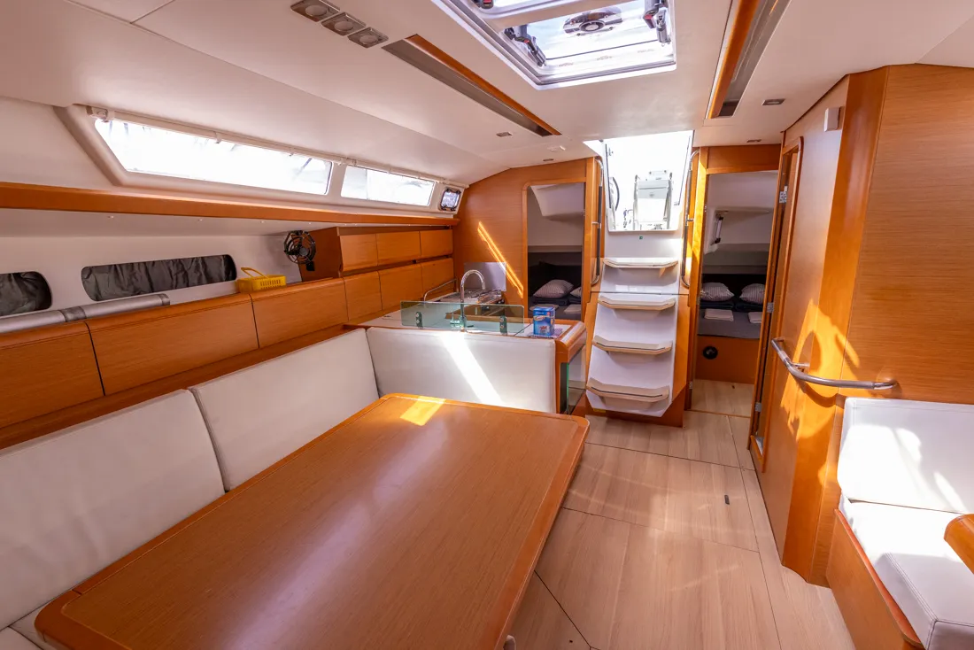 Salon of Cherry, a Jeanneau Sun Odyssey 449 sailboat at Biograd na Moru, Croatia