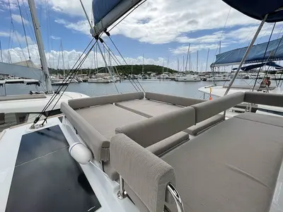 Deck of Seven Stars BVI, a Bali 4.8 catamaran at Road Town, British Virgin Islands