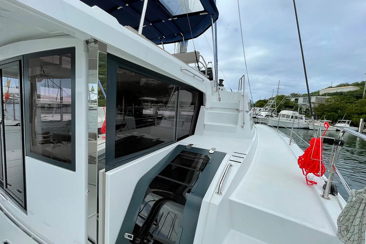 Deck of Seven Stars BVI, a Bali 4.8 catamaran at Road Town, British Virgin Islands
