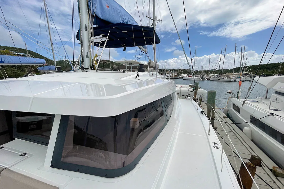 Exterior view of Seven Stars BVI, a Bali 4.8 catamaran at Road Town, British Virgin Islands