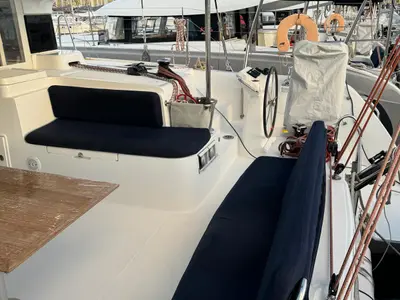Deck of STAR IV, a Excess 12 catamaran at Alameda, United States