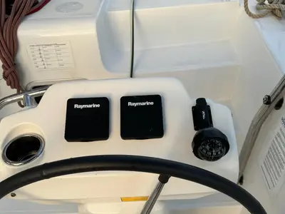 Cockpit of STAR IV, a Excess 12 catamaran at Alameda, United States