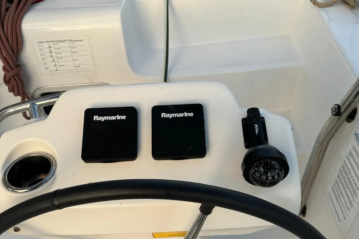 Cockpit of STAR IV, a Excess 12 catamaran at Alameda, United States