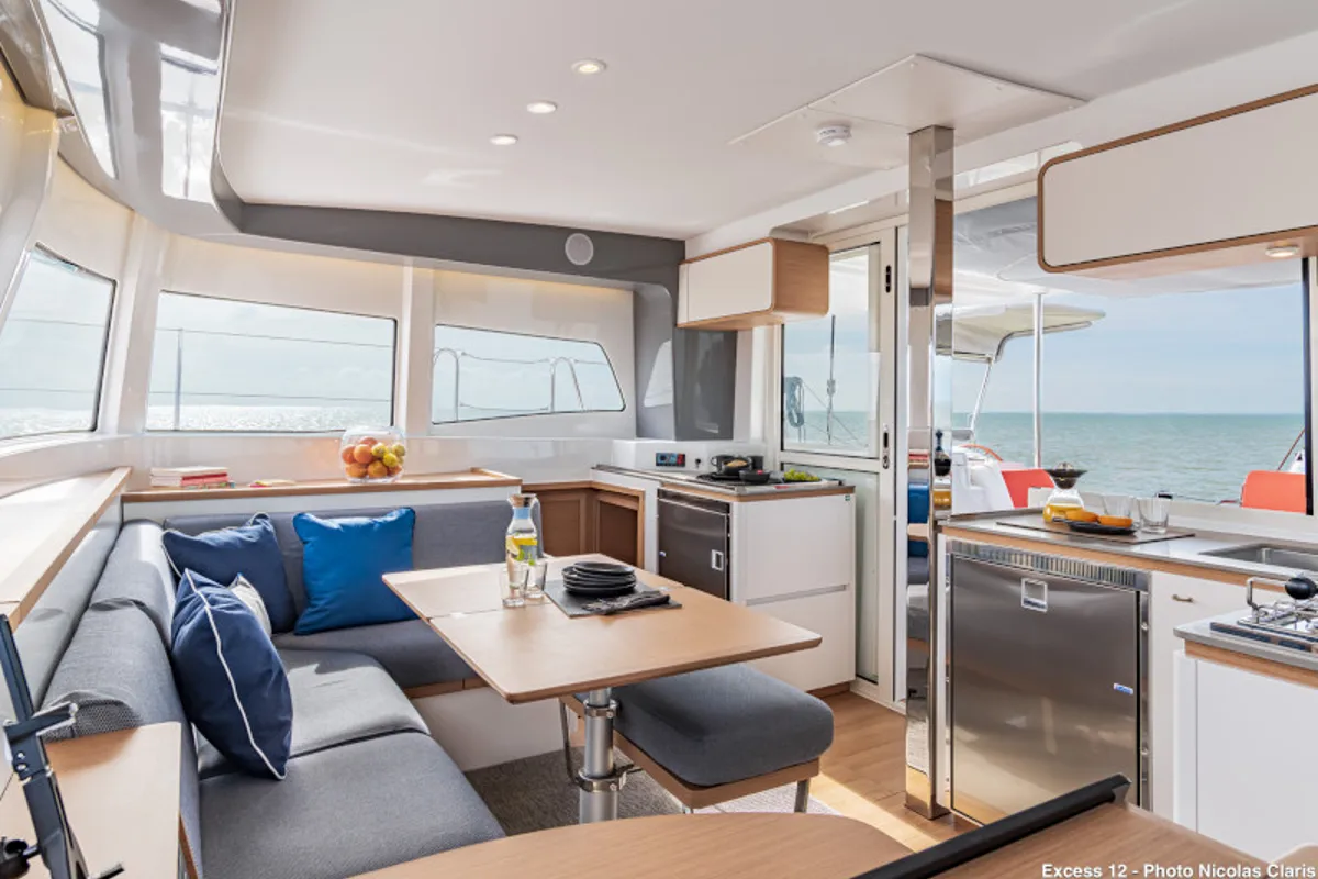 Salon of STAR IV, a Excess 12 catamaran at Alameda, United States