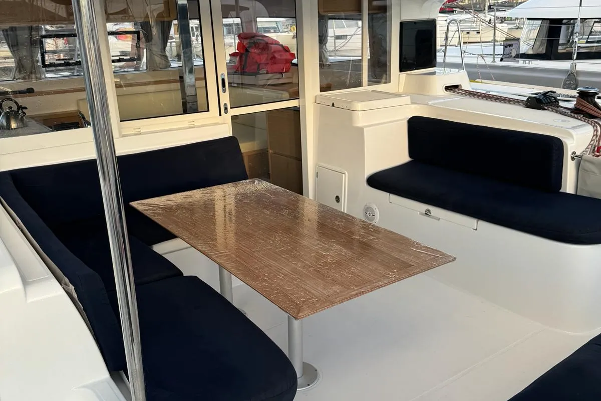 Deck of STAR IV, a Excess 12 catamaran at Alameda, United States