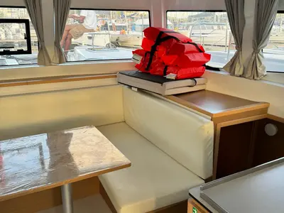Salon of STAR IV, a Excess 12 catamaran at Alameda, United States