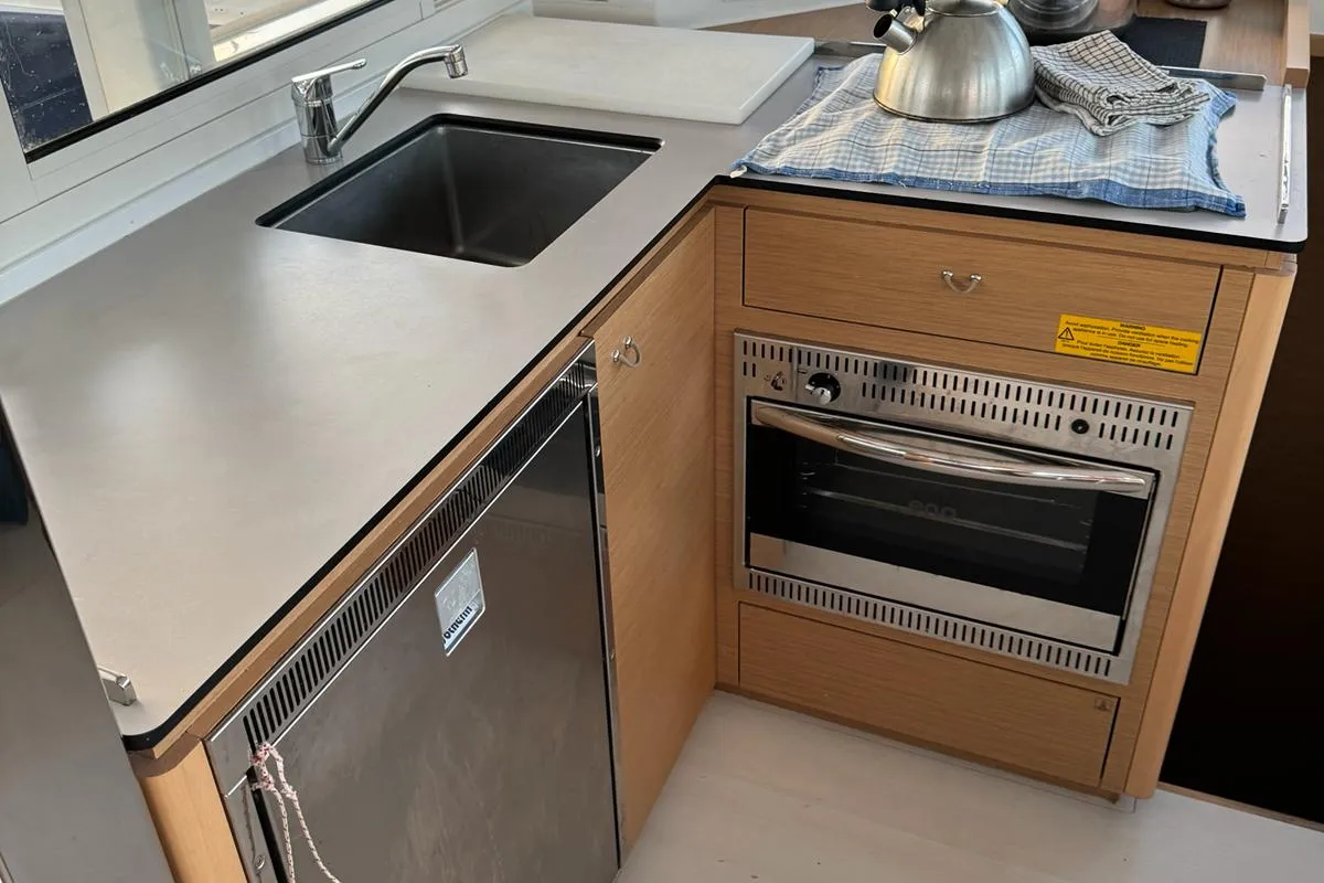Galley of STAR IV, a Excess 12 catamaran at Alameda, United States