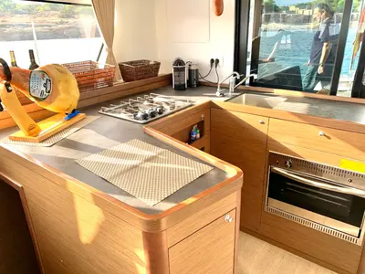 Galley of PASCAL, a Lagoon 42 catamaran at Sant Antoni de Portmany, Spain