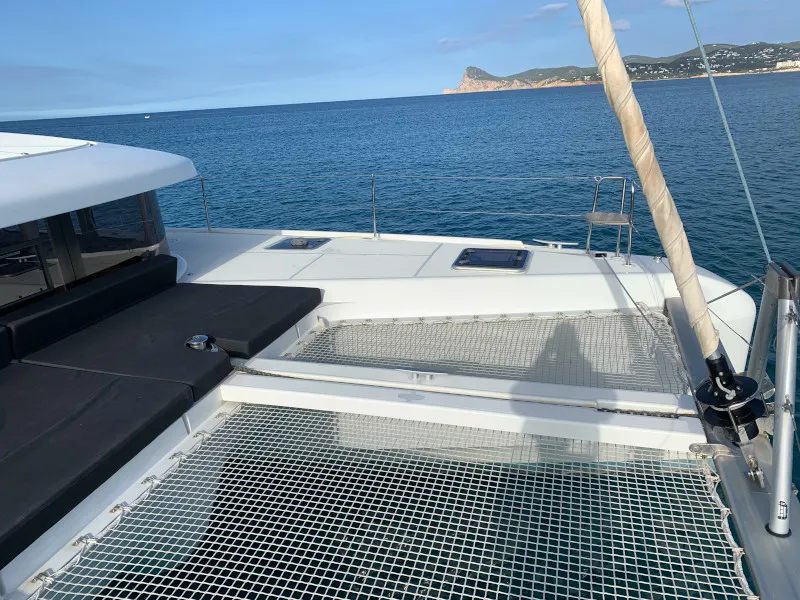 Deck of PASCAL, a Lagoon 42 catamaran at Sant Antoni de Portmany, Spain
