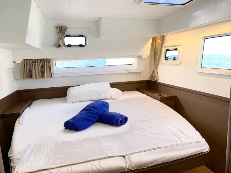 Cabin on PASCAL, a Lagoon 42 catamaran at Sant Antoni de Portmany, Spain