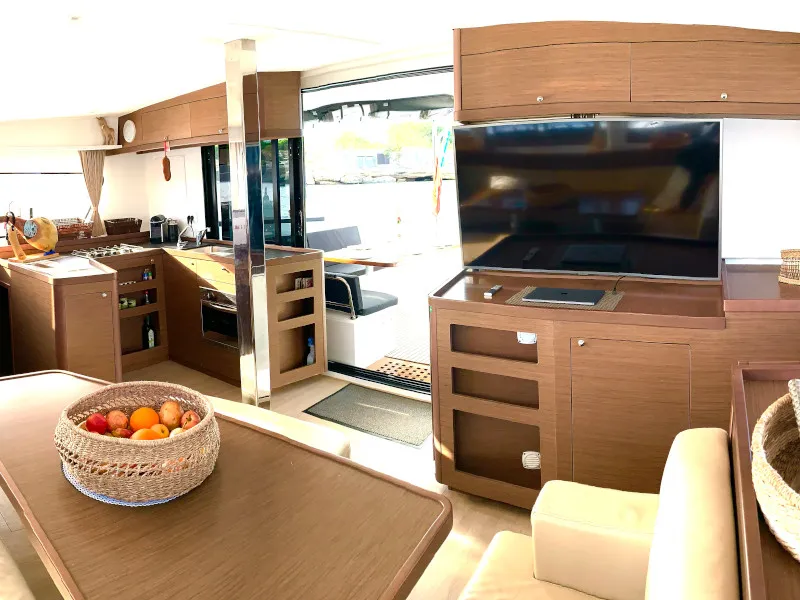 Salon of PASCAL, a Lagoon 42 catamaran at Sant Antoni de Portmany, Spain