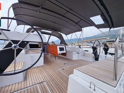 Cockpit of Sonata, a Dufour 470 sailboat at Rogoznica, Croatia