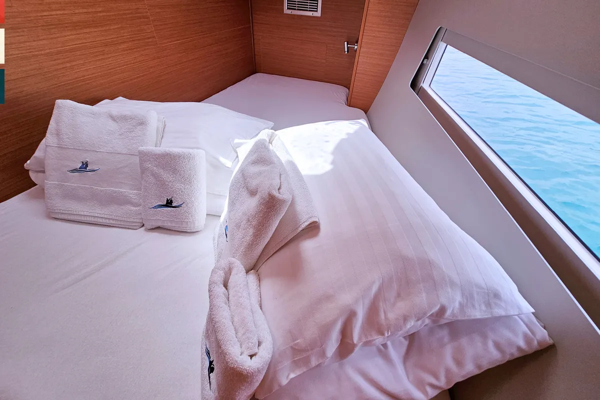 Cabin on Sonata, a Dufour 470 sailboat at Rogoznica, Croatia