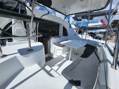 Deck of Arcane, a Lagoon 380 catamaran at Pointe-à-Pitre, France